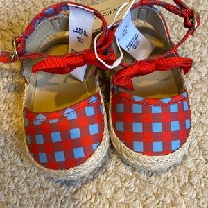 Janie and jack sandals. Red and blue. 3-6 months